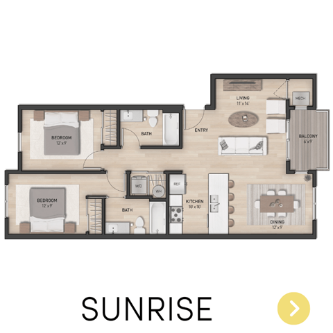 2 bedroom apartment floor plan at Elmwood Lake Apartments in Hudsonville, MI